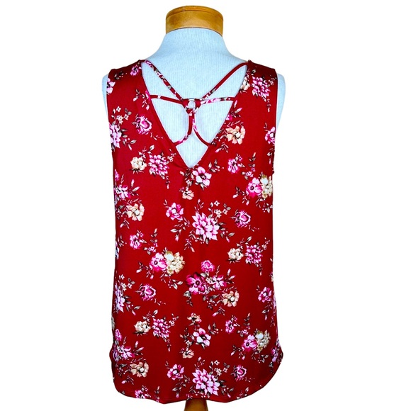 Stitch Fix Women’s Ampton Back Detail Sleeveless Burgundy Floral Knit Top M NWT - Picture 1 of 13